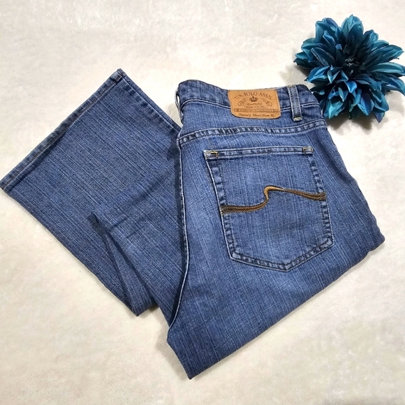 Ralph Lauren U.S. Polo Jeans ✦ High‑Rise Bootcut Blue Wash Embroidery ✦ 10 Short - Picture 12 of 14